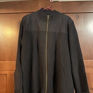 Black Ribbed Commando Full-Zip Sweater by L.L. Bean NWT
